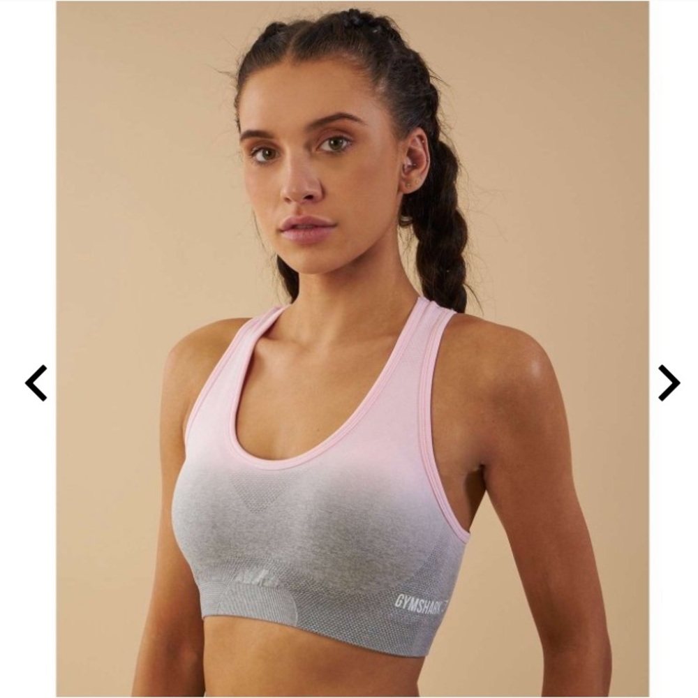 Gymshark Ombré Seamless Sports Bra-Light Gray/Chalk Pink-Size Medium